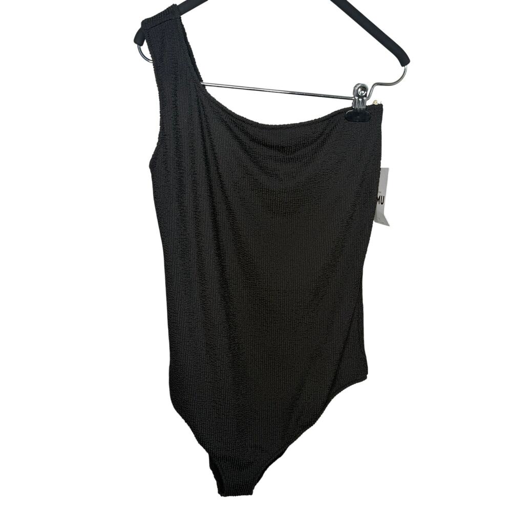 Show Me Your Mumu Anchor Textured One Shoulder Swimsuit Black Women's Size 1X - Picture 3 of 12